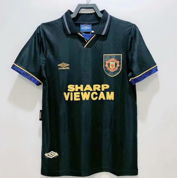 1993-94 Manchester United Retro Away Black Soccer Jersey Shirt